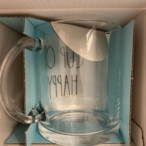 Rae  Dunn Cup of Happy ( 4 ) 18 oz glass Mug - Picture 3 of 5